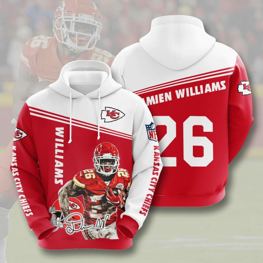 Sportswearmerch Kansas City Chiefs NFL Damien Williams Red White Personalized Hoodie For Fan