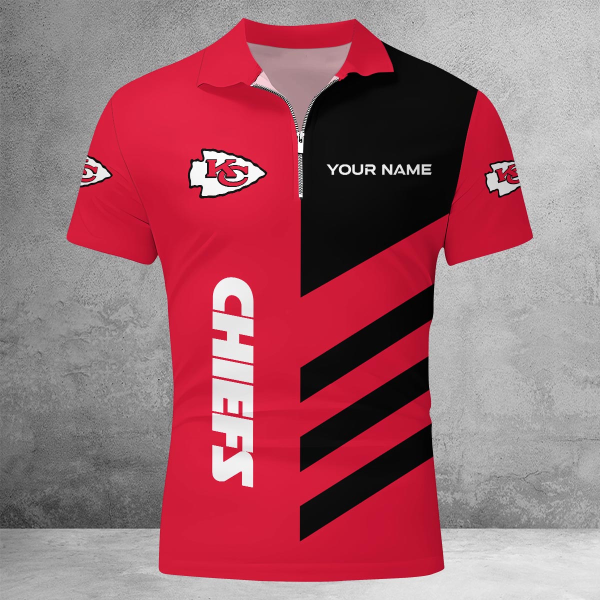 Sportswearmerch Kansas City Chiefs NFL Lapel Zip Polo Shirt For Fan