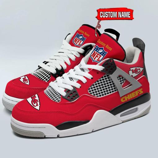 Sportswearmerch Kansas City Chiefs NFL Personalized Air Jordan 4 AJ4 Sneakers Shoes For Men And Women