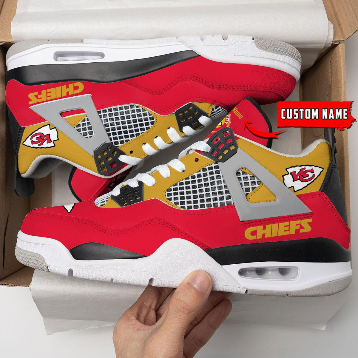 Sportswearmerch Kansas City Chiefs NFL Personalized Air Jordan 4 SnAJ4 Sneakers Shoes For Men And Women
