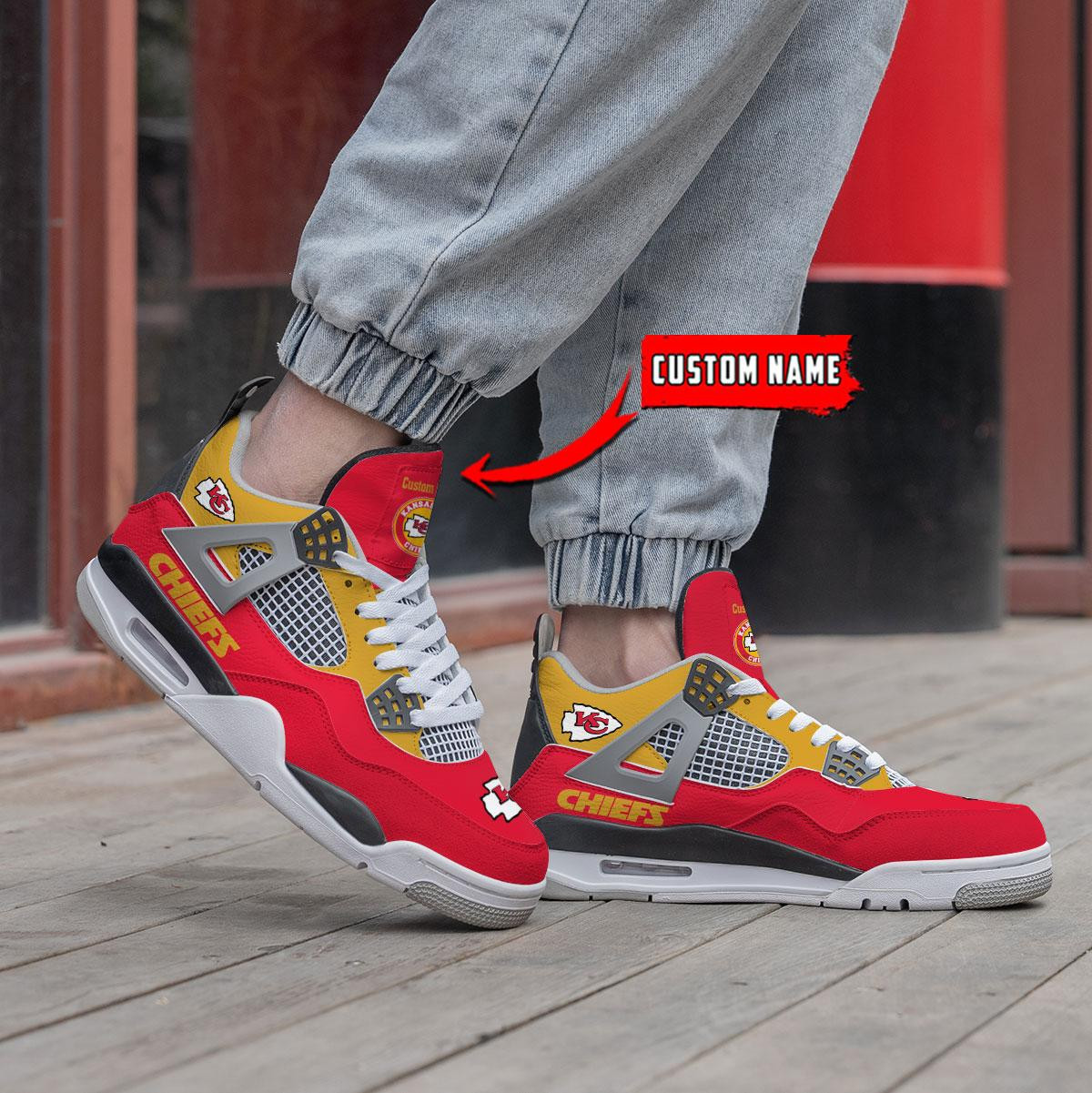 Sportswearmerch Kansas City Chiefs NFL Personalized Air Jordan 4 SnAJ4 Sneakers Shoes For Men And Women