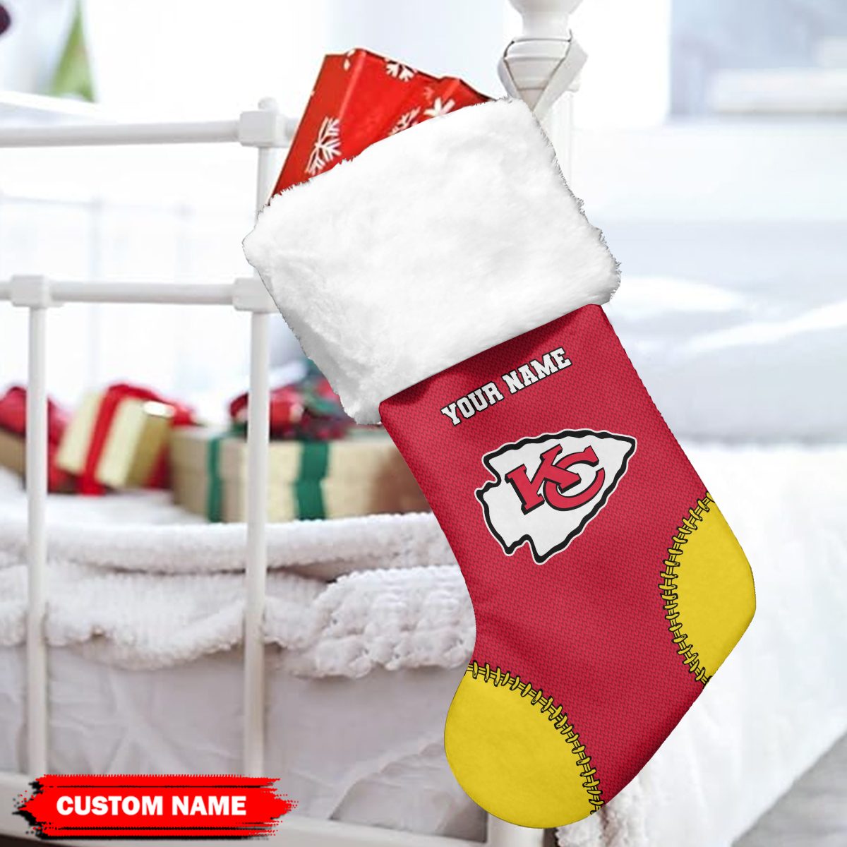 Sportswearmerch Kansas City Chiefs NFL Personalized Christmas Socks For Fan