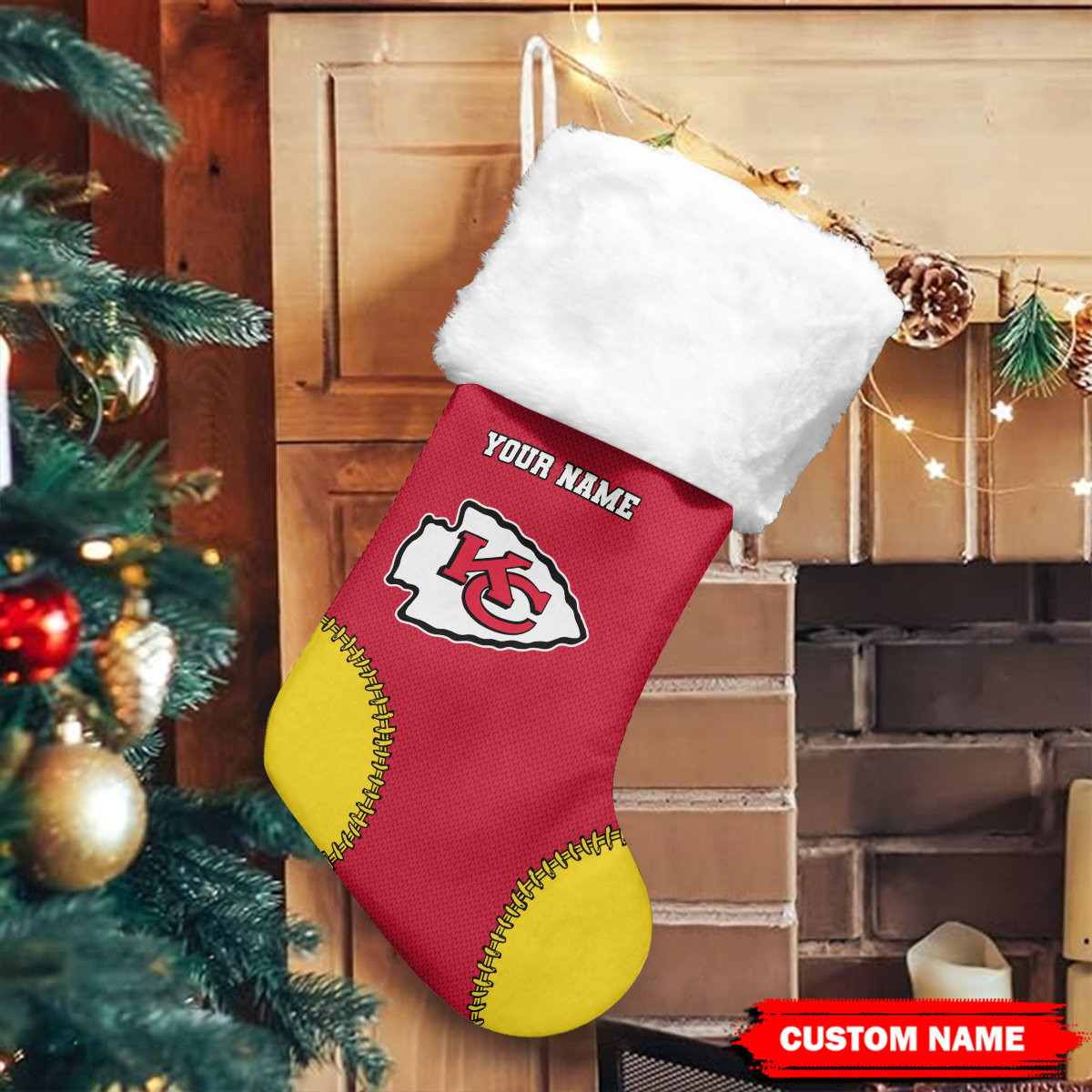 Sportswearmerch Kansas City Chiefs NFL Personalized Christmas Socks For Fan