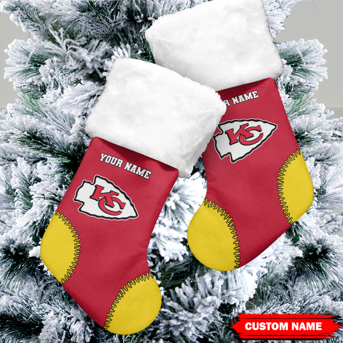 Sportswearmerch Kansas City Chiefs NFL Personalized Christmas Socks For Fan