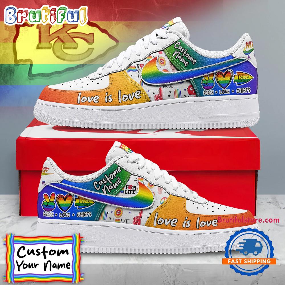 Sportswearmerch Kansas City Chiefs NFL Pride Peace Love Chiefs Custom Air Low-Top Shoes For Men And Women
