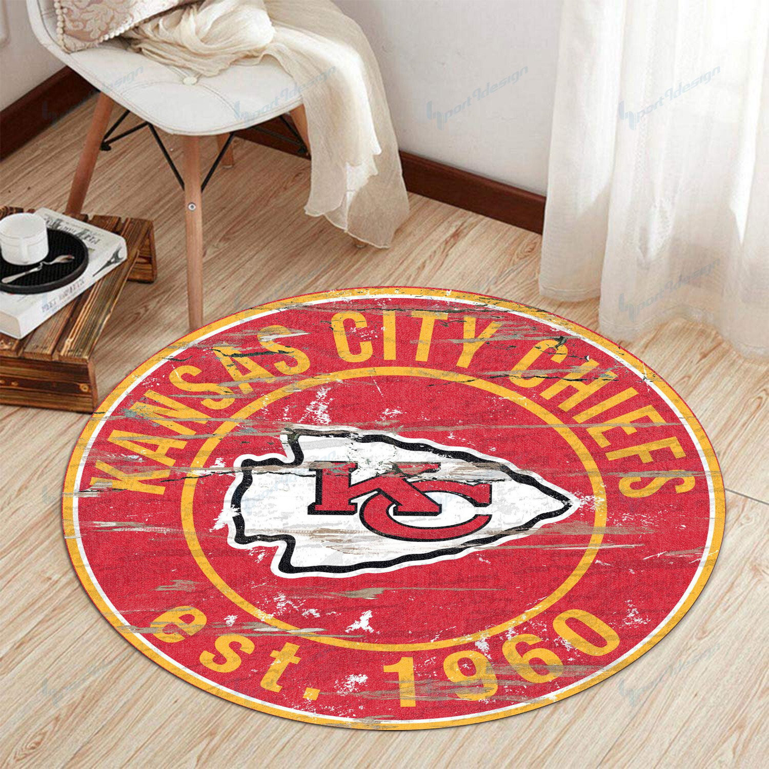Sportswearmerch Kansas City Chiefs NFL Round Rug For Fan