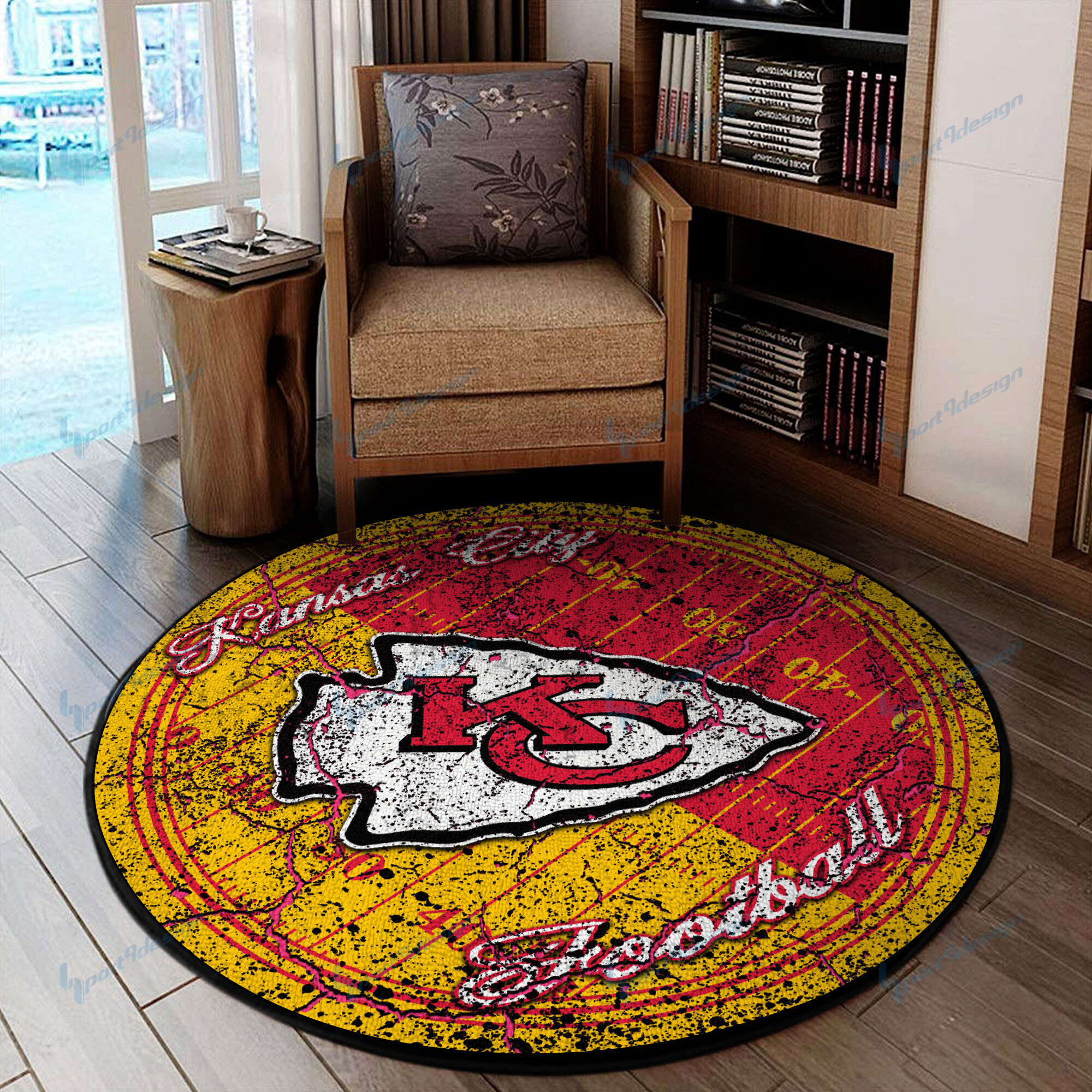 Sportswearmerch Kansas City Chiefs NFL Round Rug For Fan