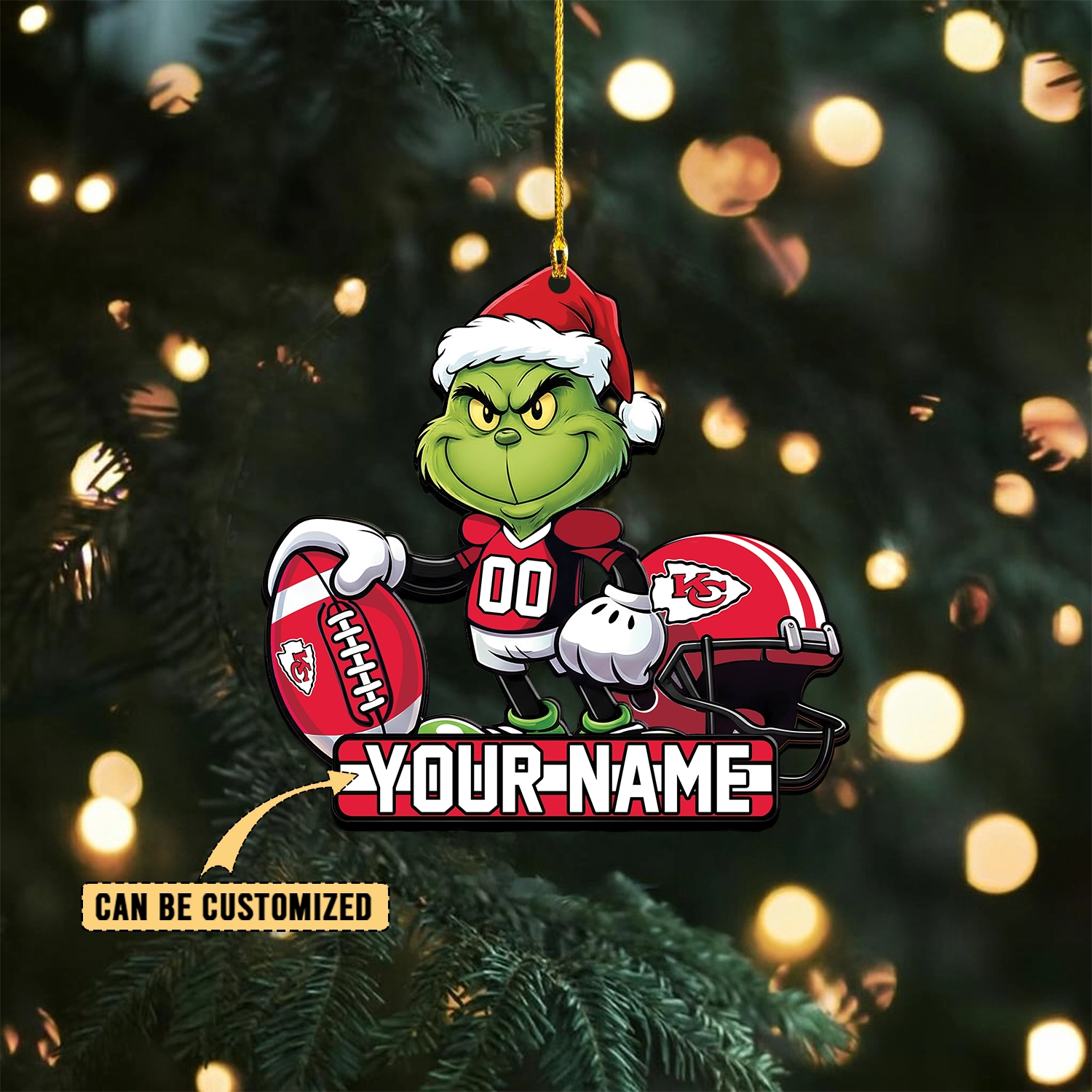 Sportswearmerch Kansas City Chiefs NFL The Grinch x Christmas Acrylic Ornament Gift For Fan