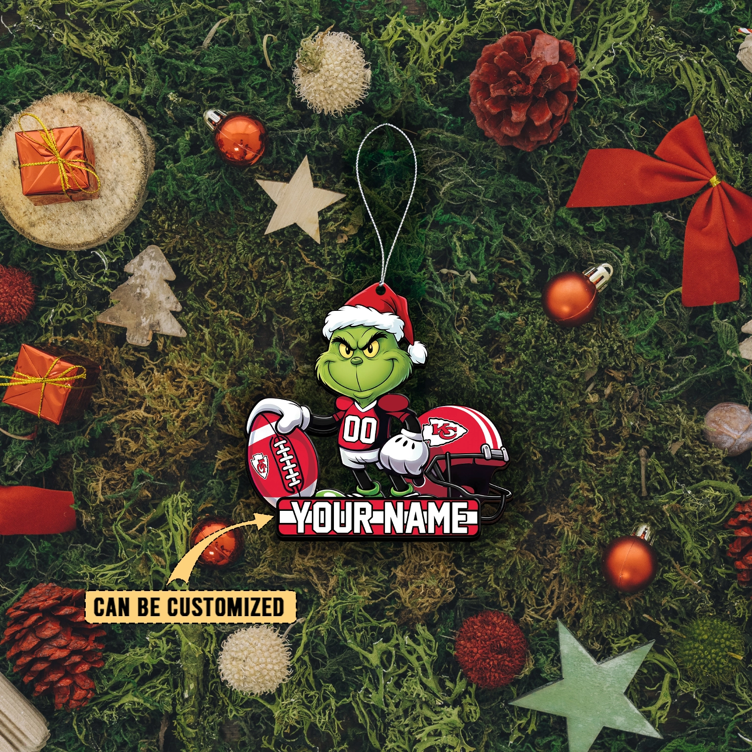 Sportswearmerch Kansas City Chiefs NFL The Grinch x Christmas Acrylic Ornament Gift For Fan