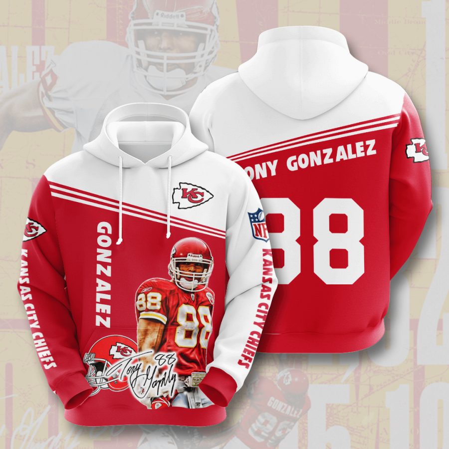Sportswearmerch Kansas City Chiefs NFL Tony Gonzalez Red White Personalized Hoodie For Fan
