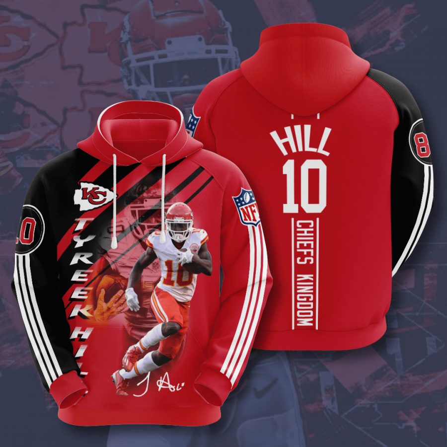 Sportswearmerch Kansas City Chiefs NFL Tyreek Hill Red Black Stripes Personalized Hoodie For Fan
