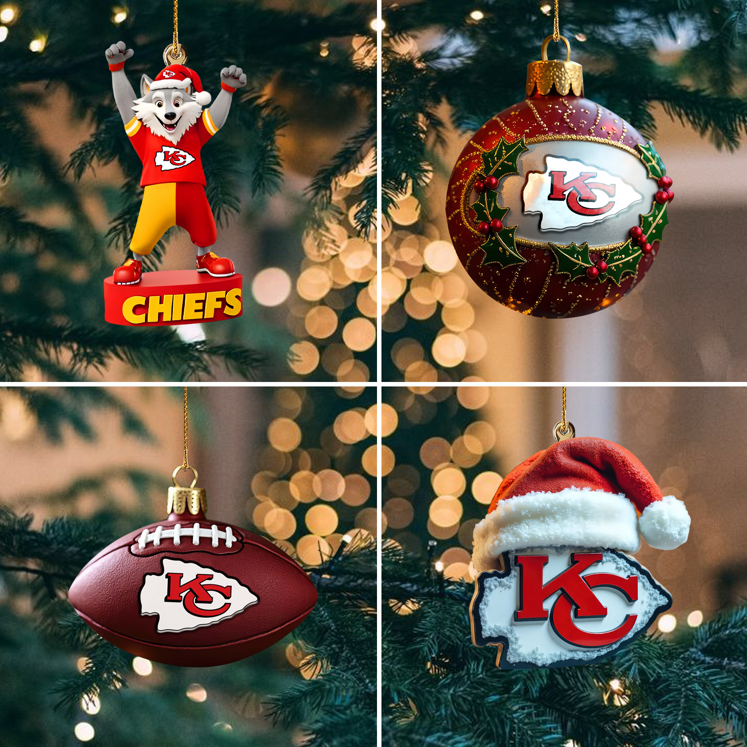 Sportswearmerch Kansas City Chiefs NFL x Christmas Acrylic Ornament Gift For Fan