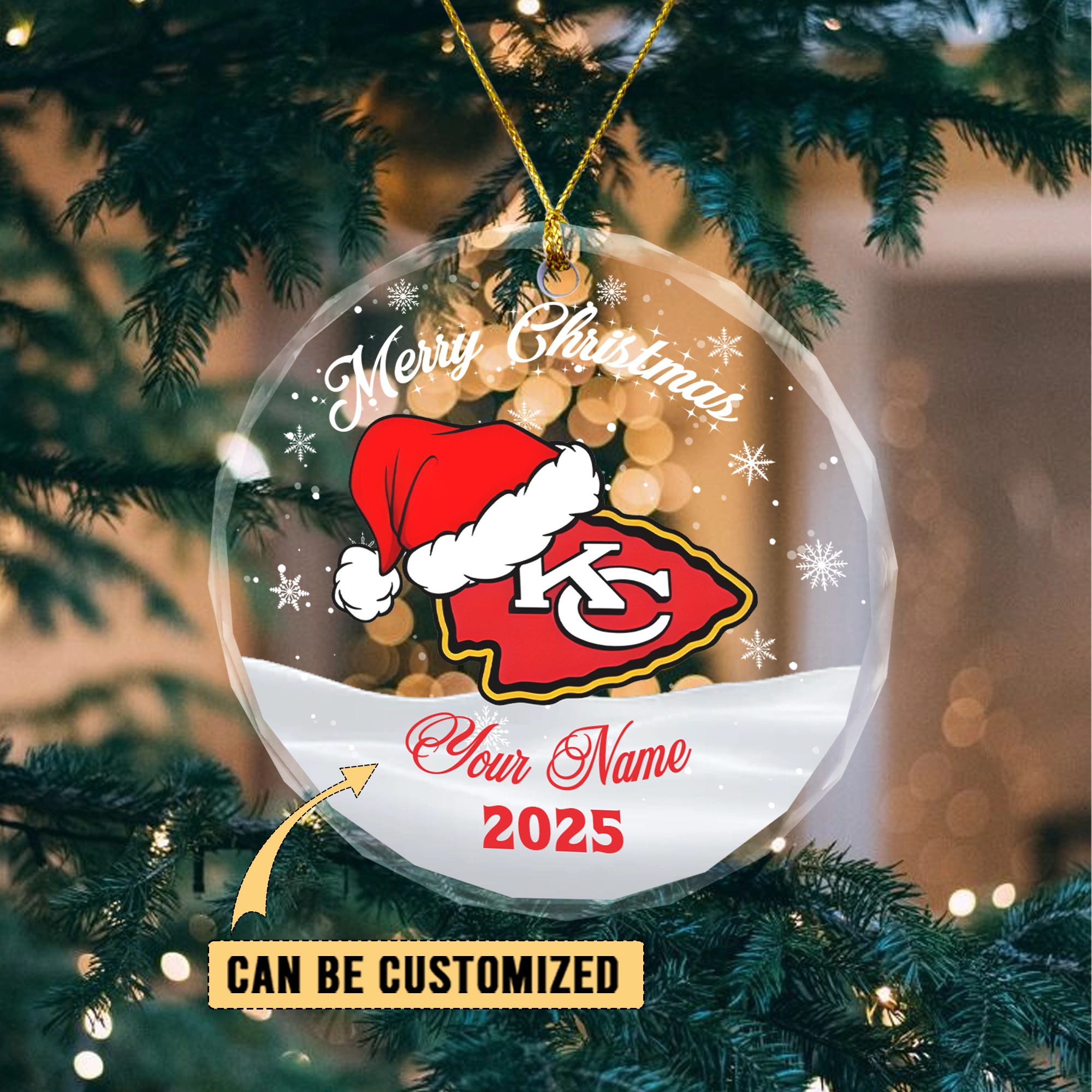 Sportswearmerch Kansas City Chiefs NFL x Christmas Glass Ornament Gift For Fan