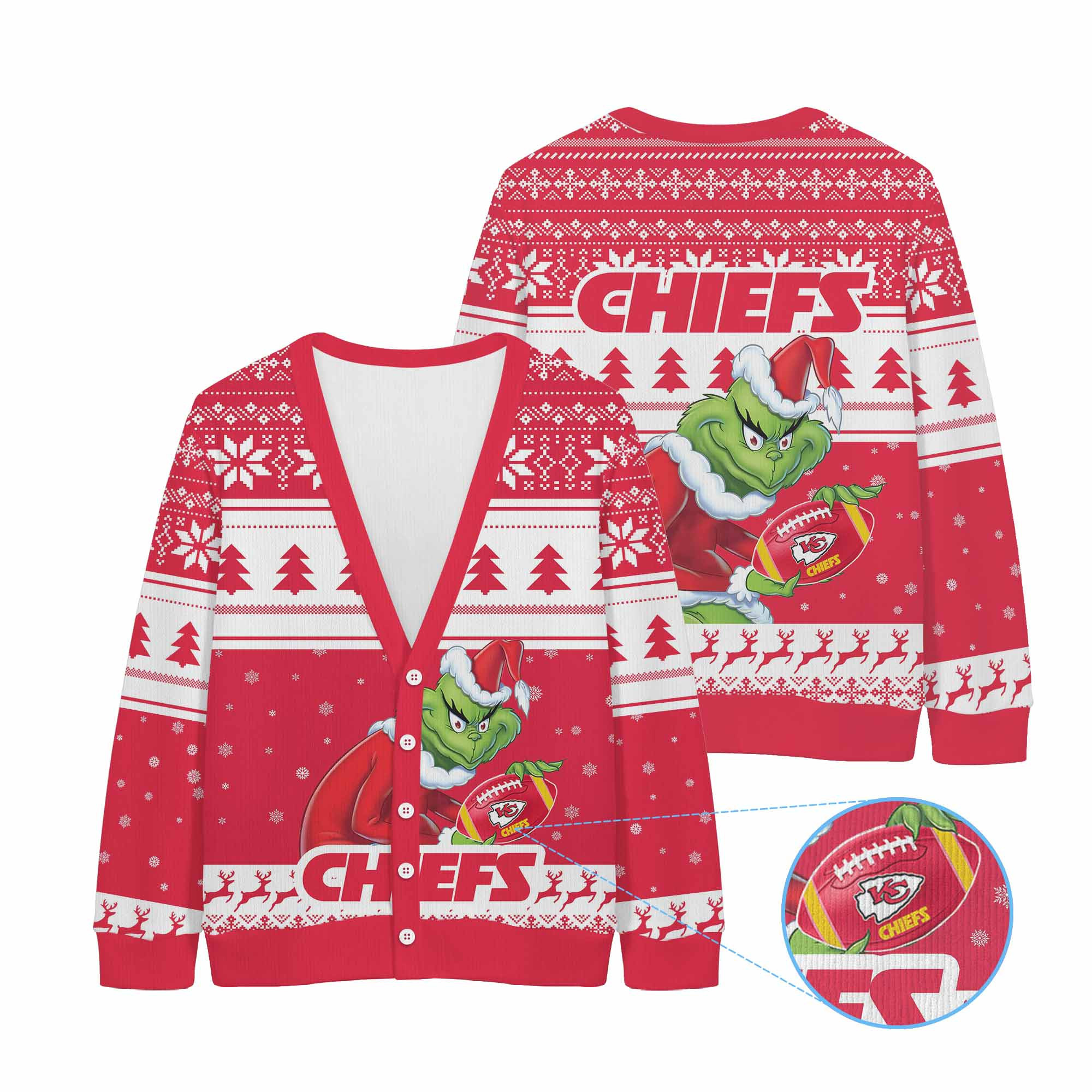 Sportswearmerch Kansas City Chiefs NFL x Grinch Christmas Cardigan For Fan
