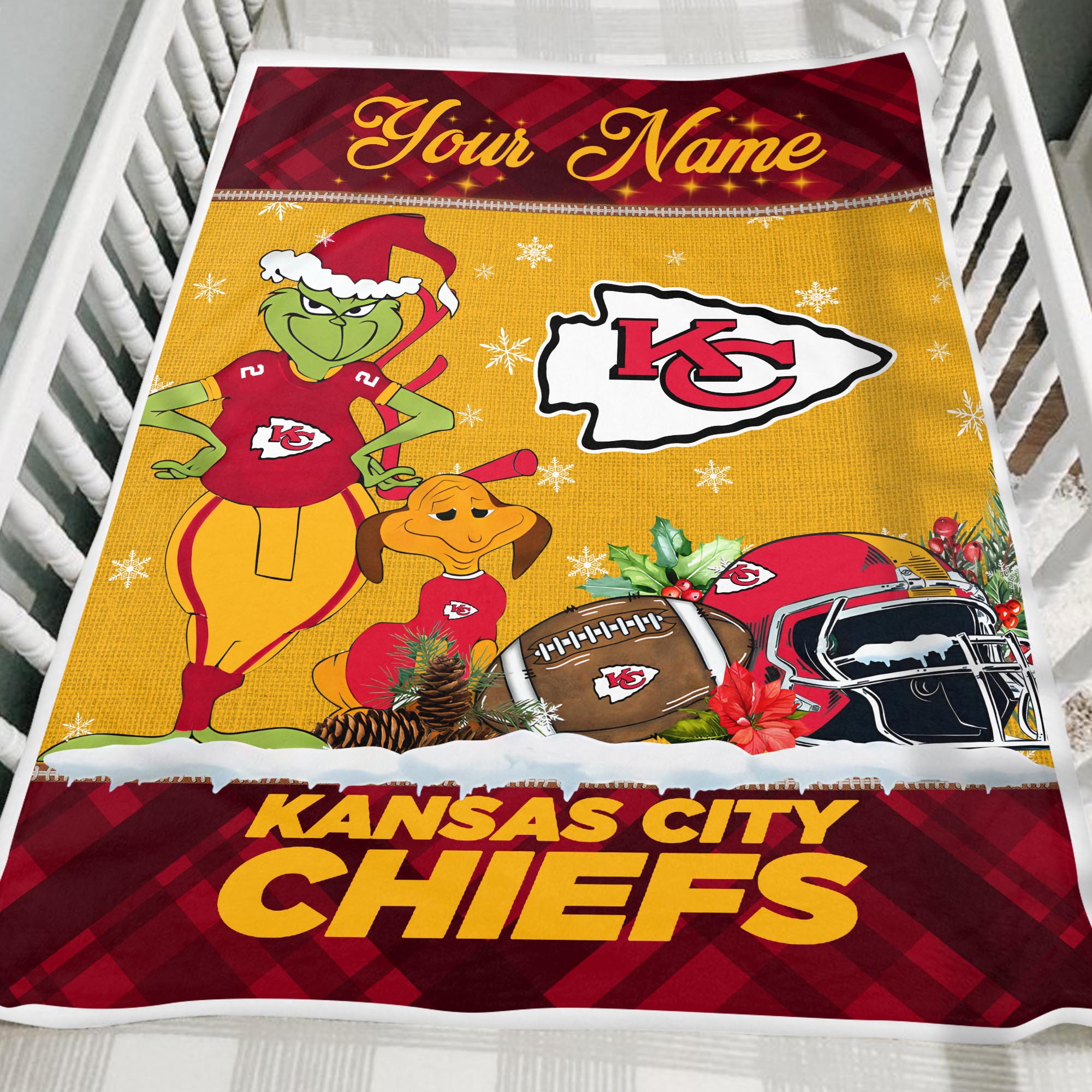 Sportswearmerch Kansas City Chiefs NFL x Grinch Christmas Fleece Blanket For Fan