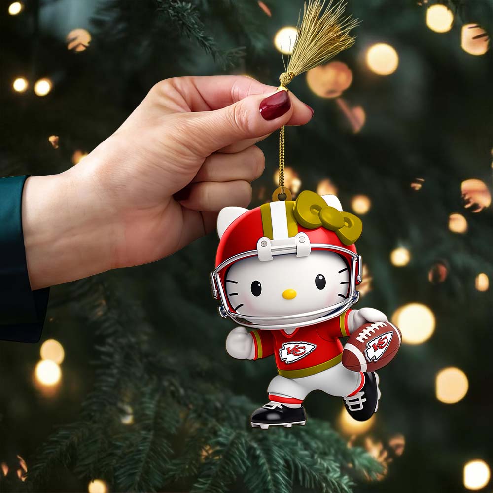 Sportswearmerch Kansas City Chiefs NFL x Hello Kitty Personalized Acrylic Ornament Gift For Fans