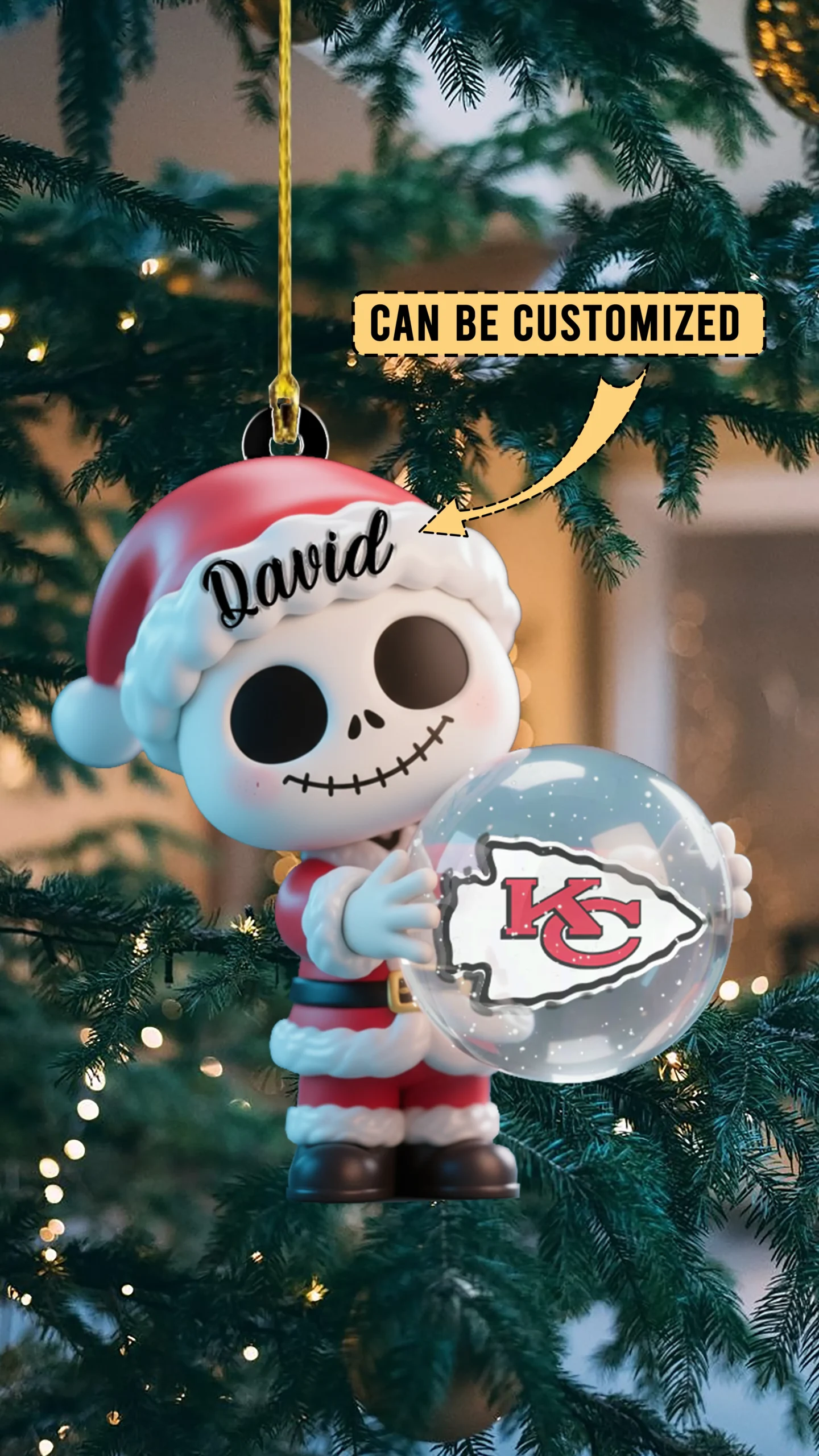 Sportswearmerch Kansas City Chiefs NFL x The Nightmare Before Christmas Acrylic Ornament Gift For Fans