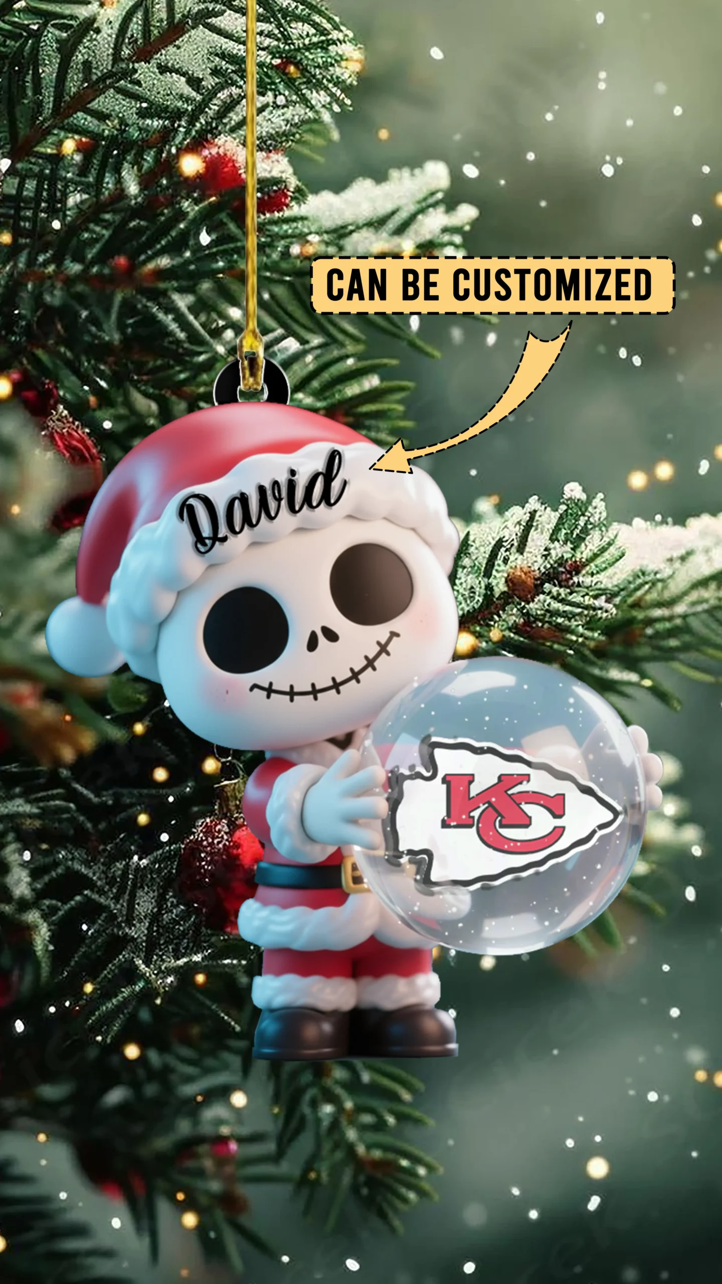 Sportswearmerch Kansas City Chiefs NFL x The Nightmare Before Christmas Acrylic Ornament Gift For Fans