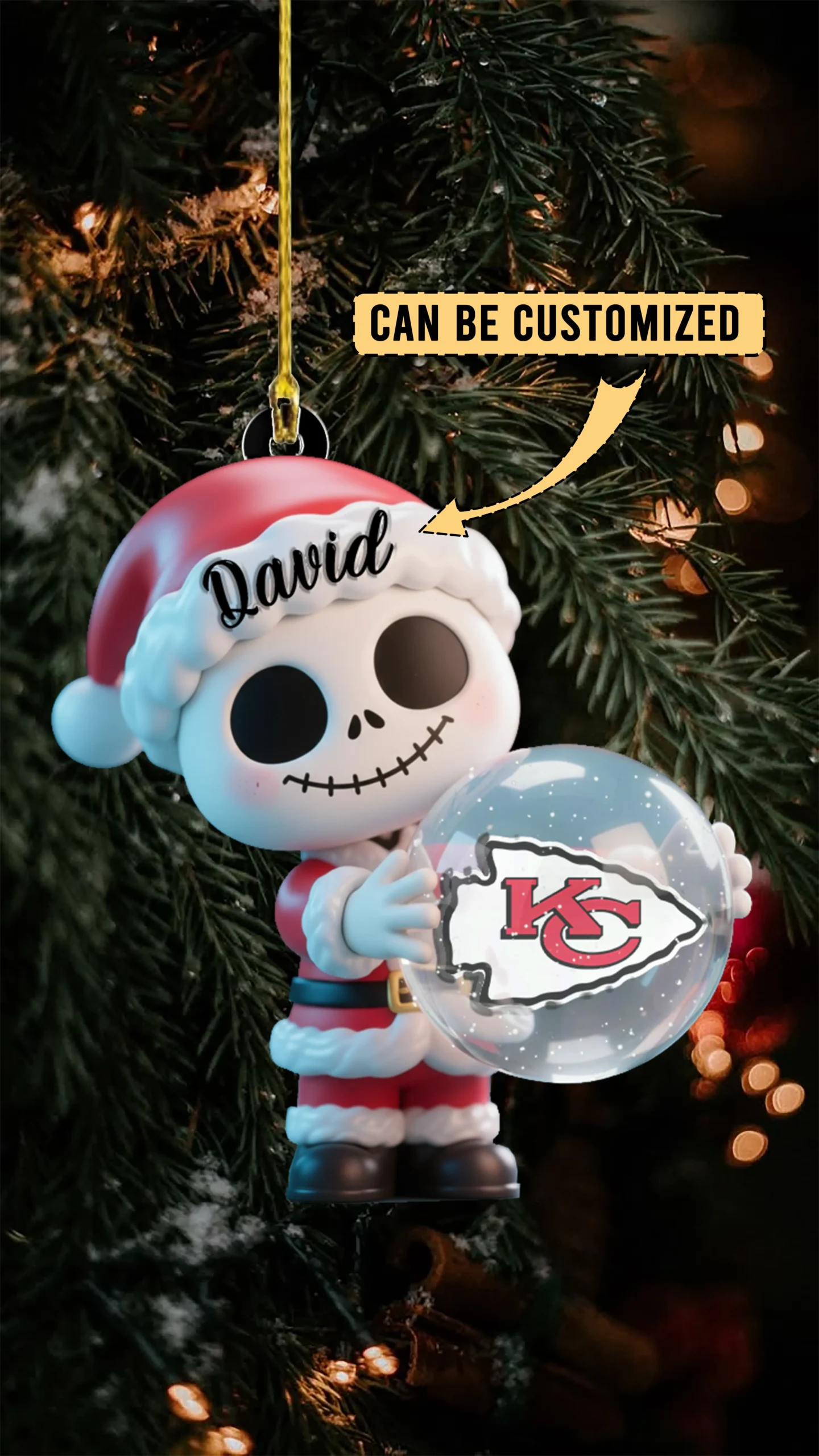 Sportswearmerch Kansas City Chiefs NFL x The Nightmare Before Christmas Acrylic Ornament Gift For Fans