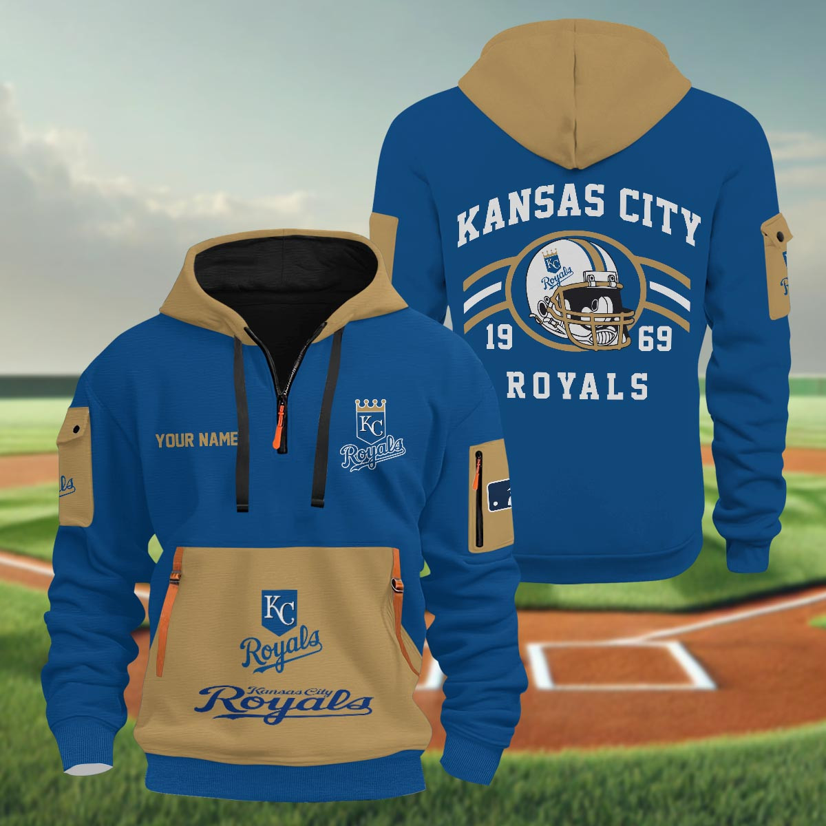 Sportswearmerch Kansas City Royals MLB Half Zip Hoodie Personalized For Fan