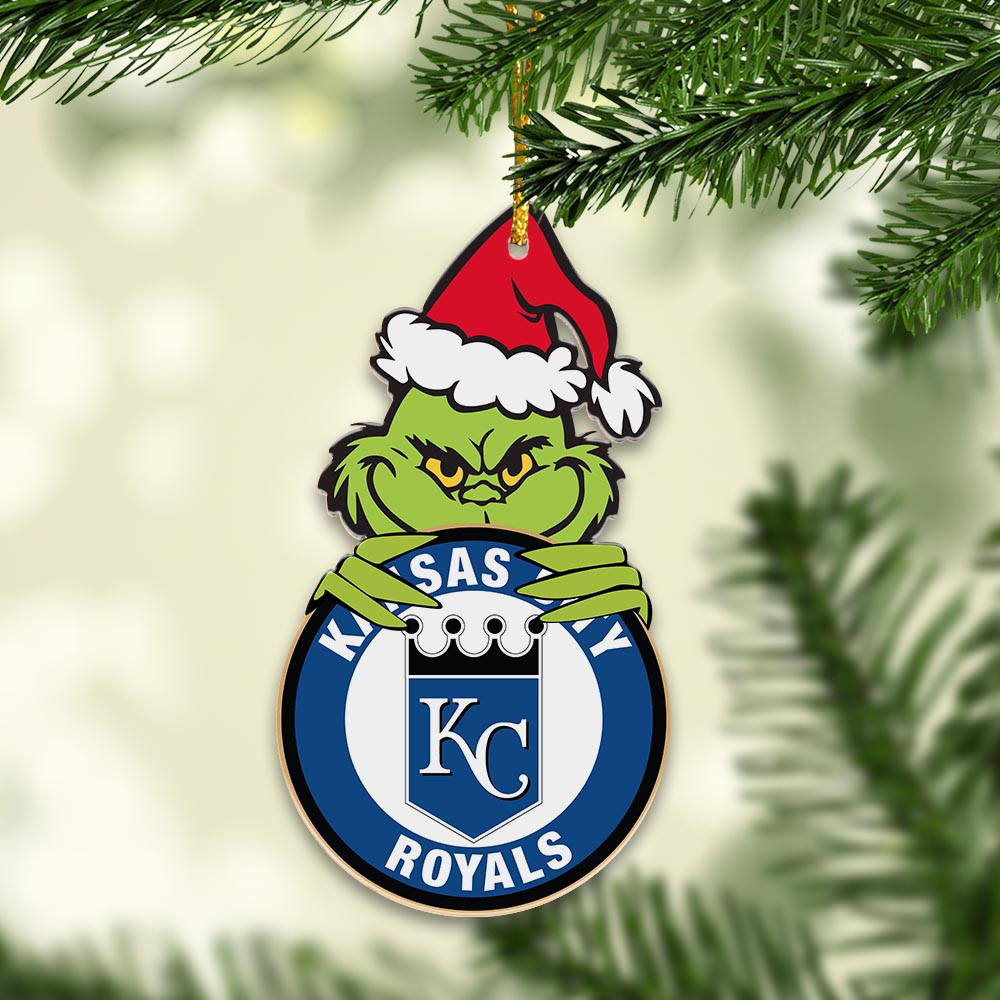 Sportswearmerch Kansas City Royals MLB x Grinch Christmas Acrylic Ornament For Fans