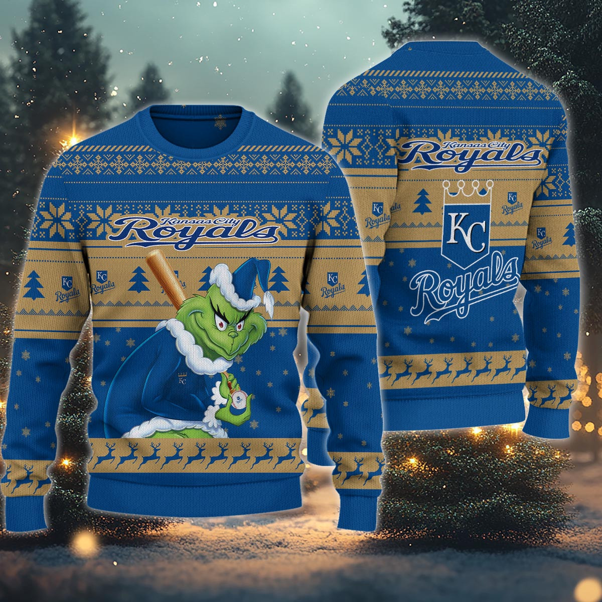 Sportswearmerch Kansas City Royals MLB x Grinch Christmas Ugly Sweater For Fans