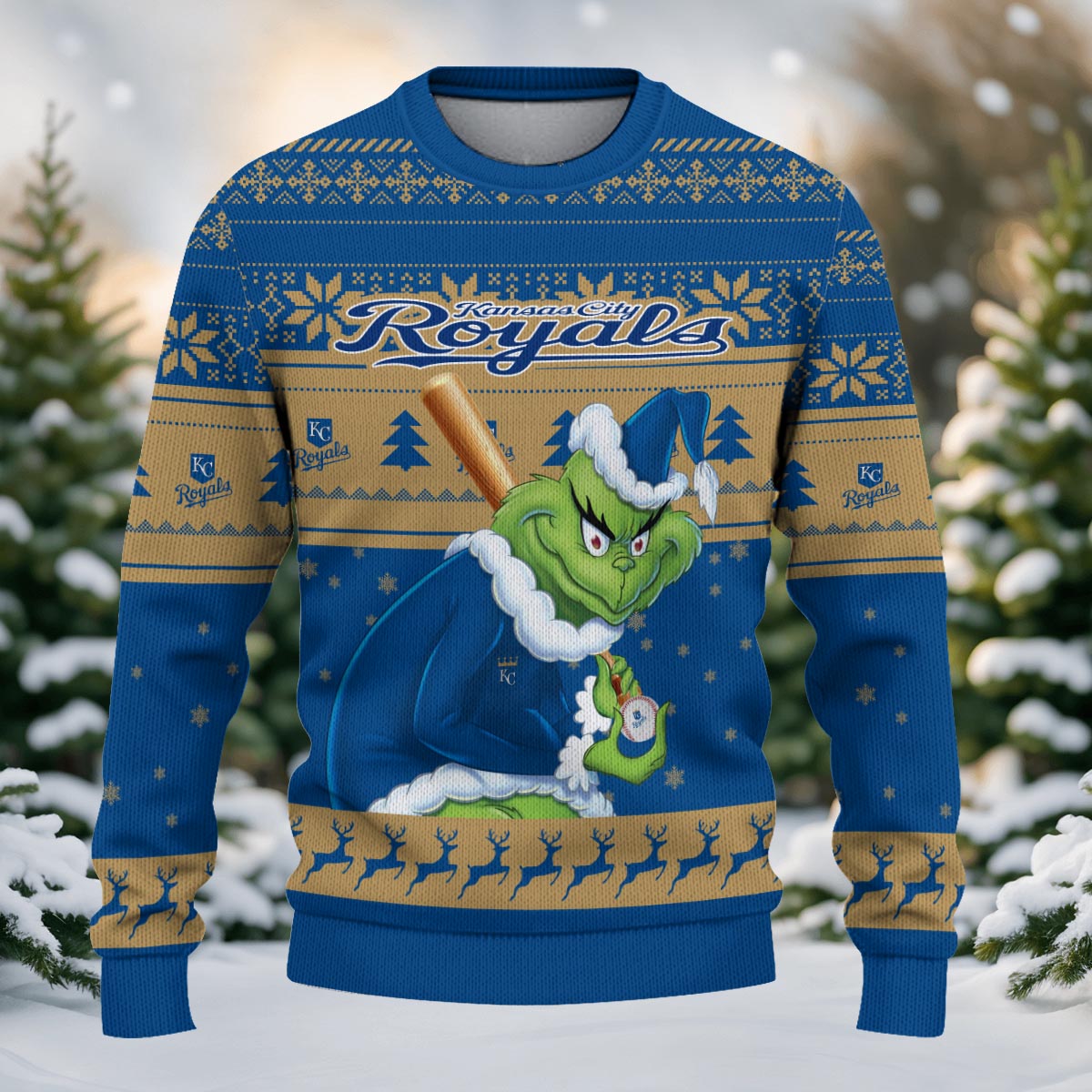Sportswearmerch Kansas City Royals MLB x Grinch Christmas Ugly Sweater For Fans