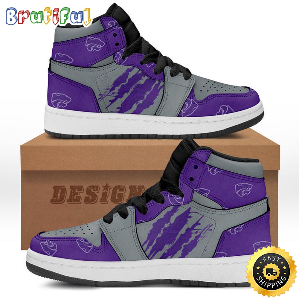 Sportswearmerch Kansas State Wildcats NCAA Scrath AJ1 High Sneakers Shoes For Men And Women
