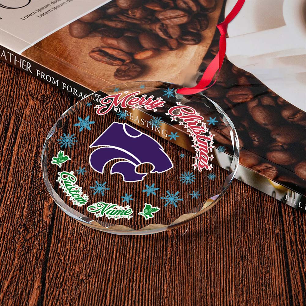 Sportswearmerch Kansas State Wildcats NCAA x Christmas Glass Ornament Gift For Fans
