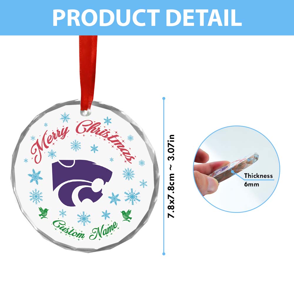 Sportswearmerch Kansas State Wildcats NCAA x Christmas Glass Ornament Gift For Fans