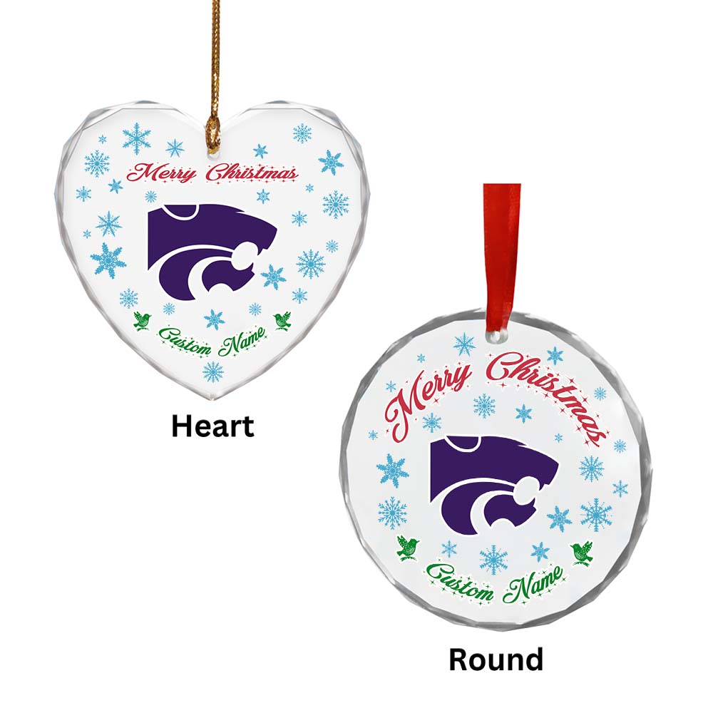 Sportswearmerch Kansas State Wildcats NCAA x Christmas Glass Ornament Gift For Fans