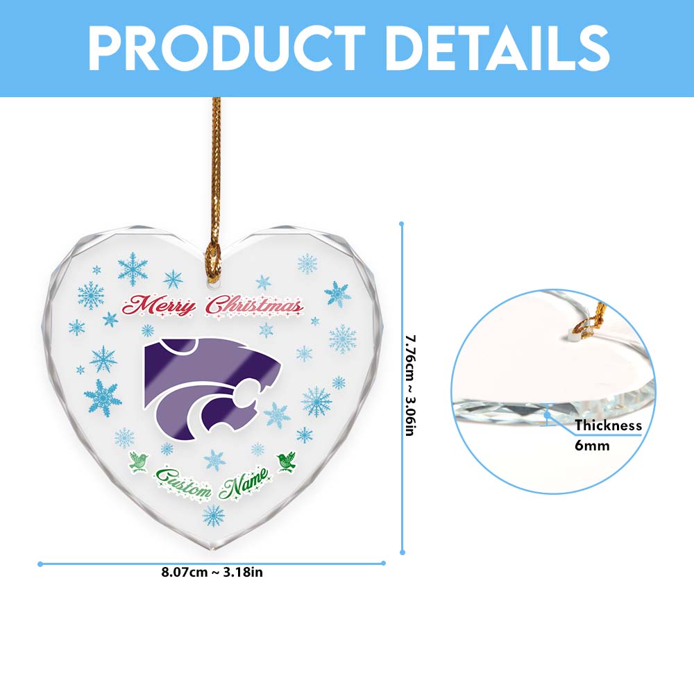 Sportswearmerch Kansas State Wildcats NCAA x Christmas Glass Ornament Gift For Fans