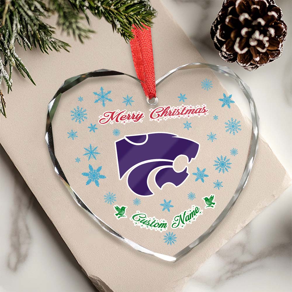 Sportswearmerch Kansas State Wildcats NCAA x Christmas Glass Ornament Gift For Fans