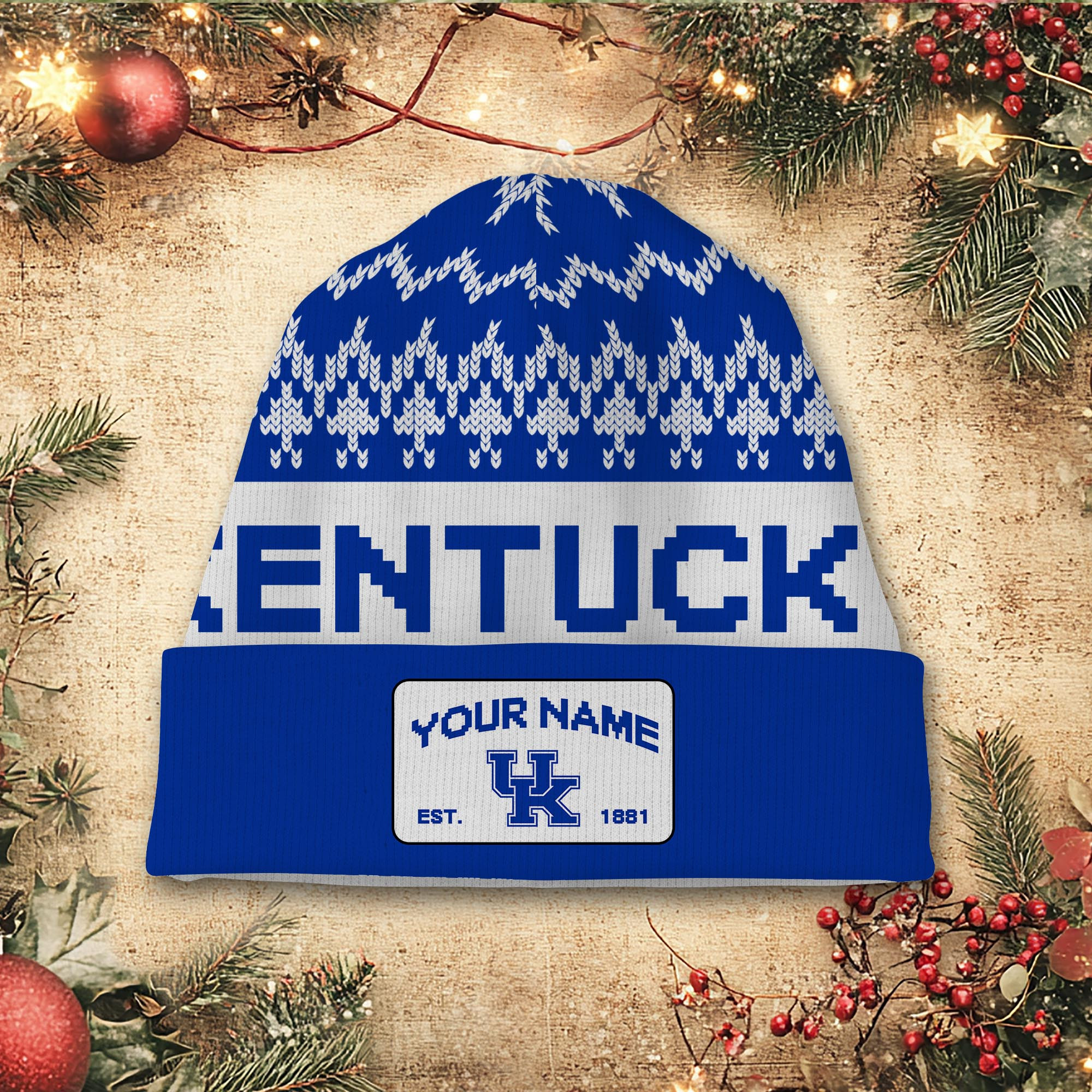 Sportswearmerch Kentucky Wildcats NCAA Christmas Beanie Hat For Fan
