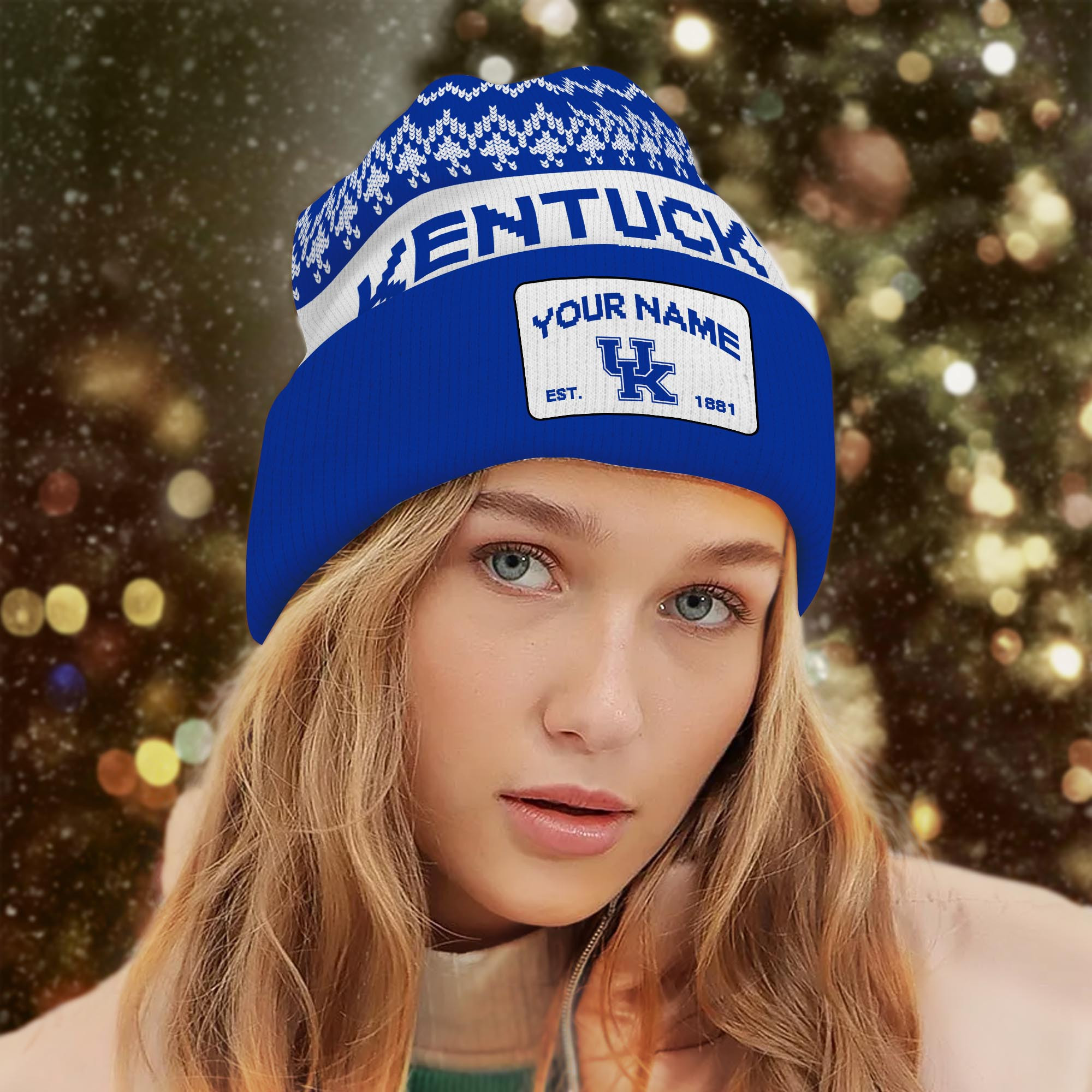 Sportswearmerch Kentucky Wildcats NCAA Christmas Beanie Hat For Fan