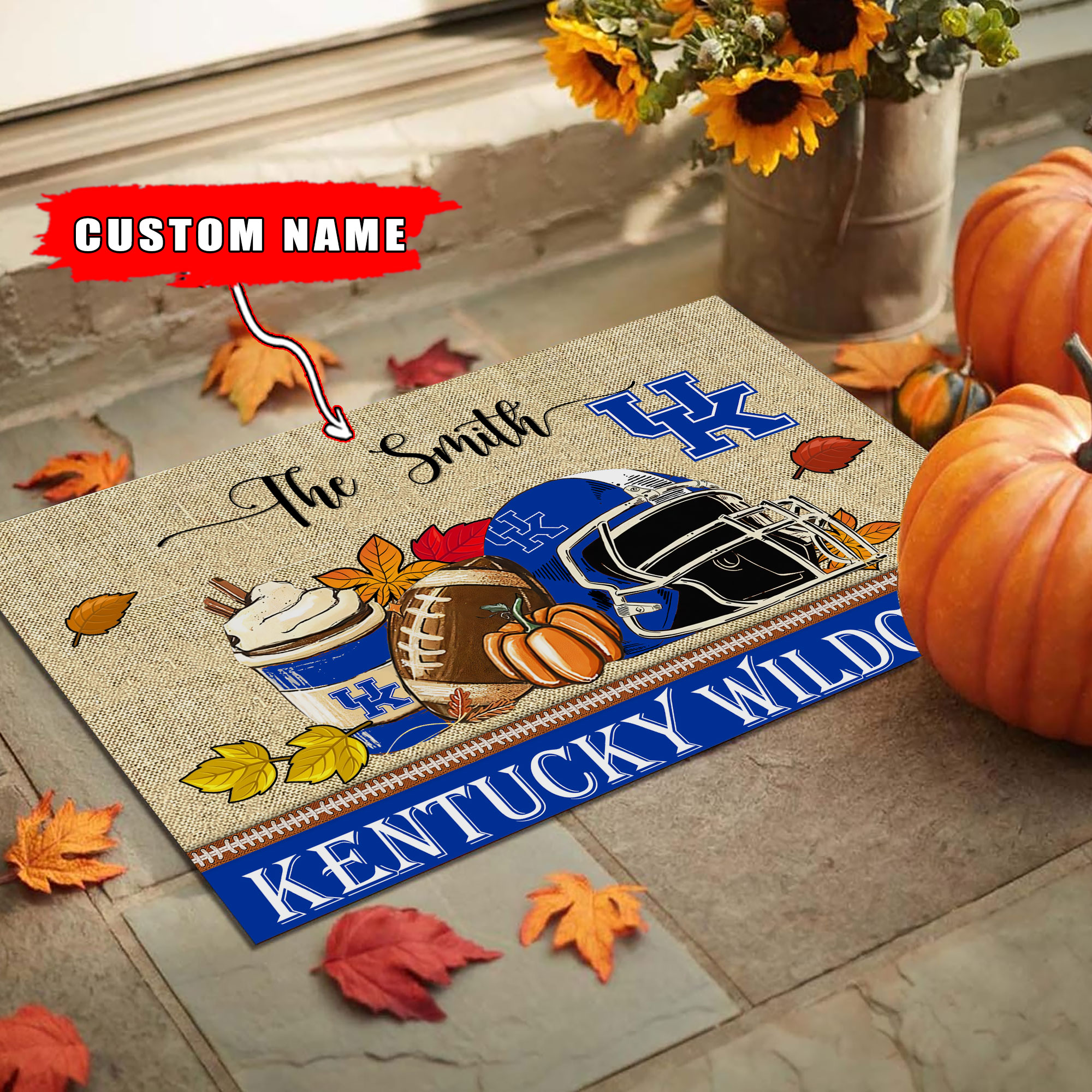 Sportswearmerch Kentucky Wildcats NCAA Fall Football Custom Doormat For Fan