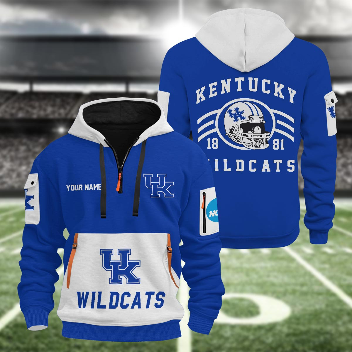 Sportswearmerch Kentucky Wildcats NCAA Half Zip Hoodie Personalized For Fan
