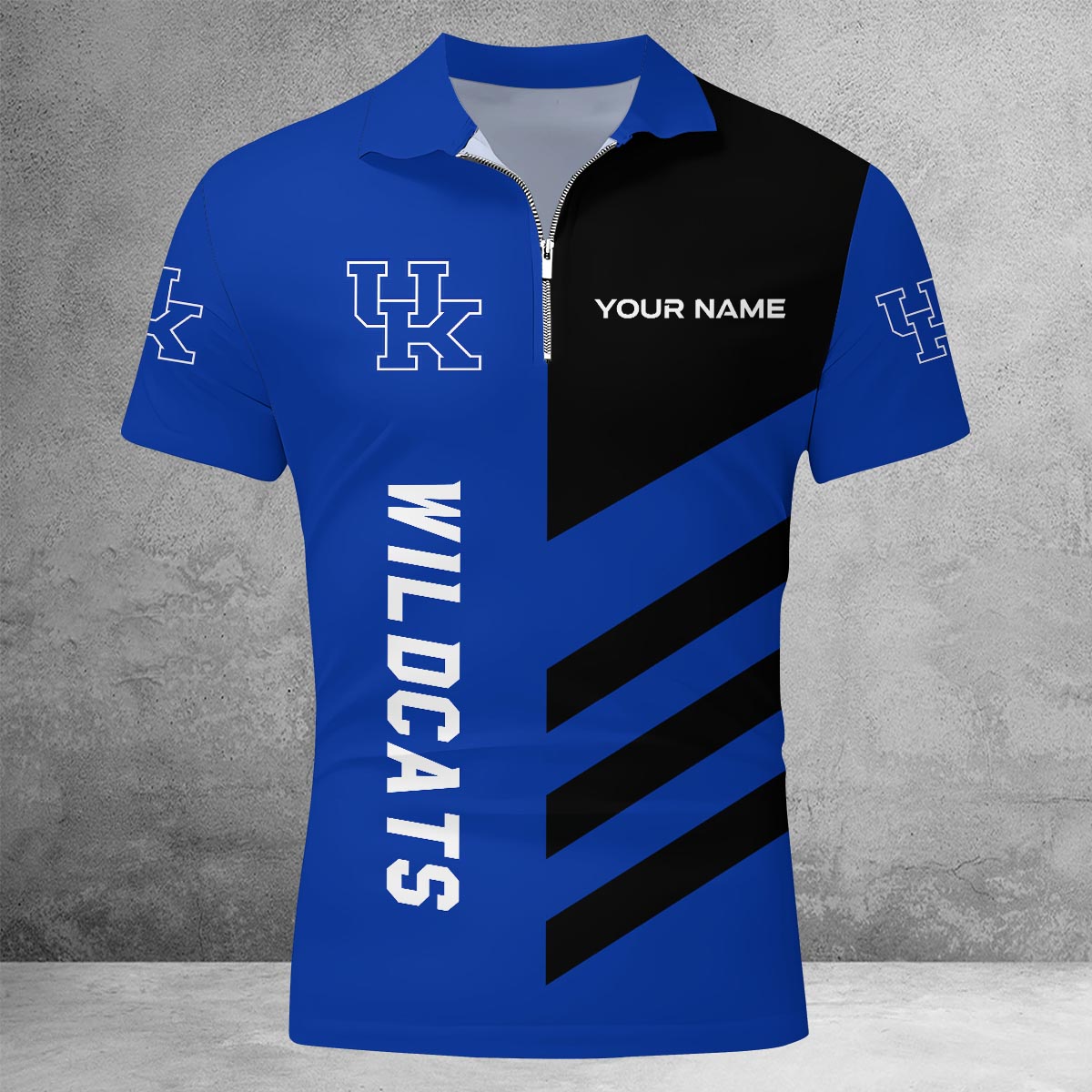 Sportswearmerch Kentucky Wildcats NCAA Lapel Zip Polo Shirt For Fan