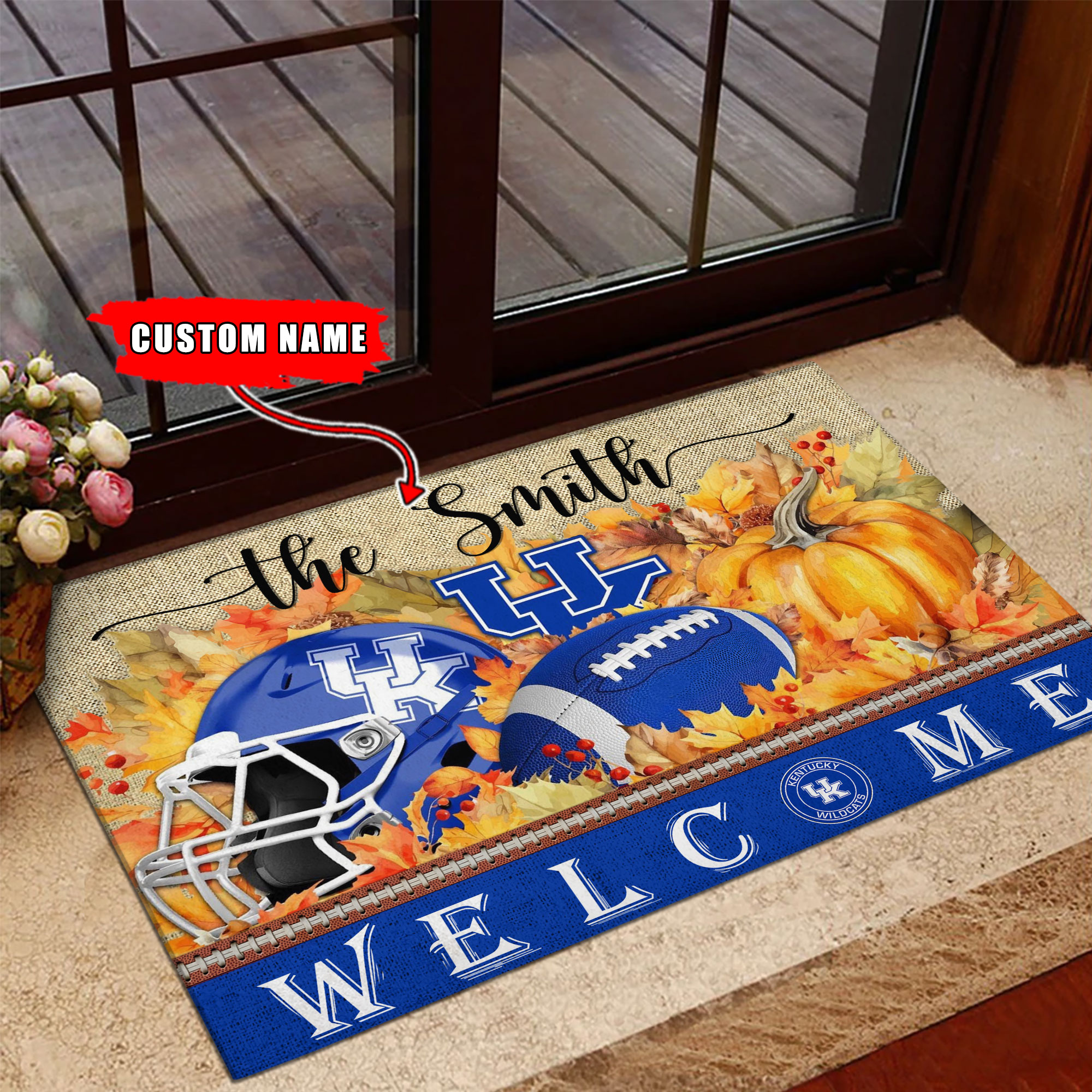 Sportswearmerch Kentucky Wildcats NCAA Welcome Fall Football Doormat For Fan
