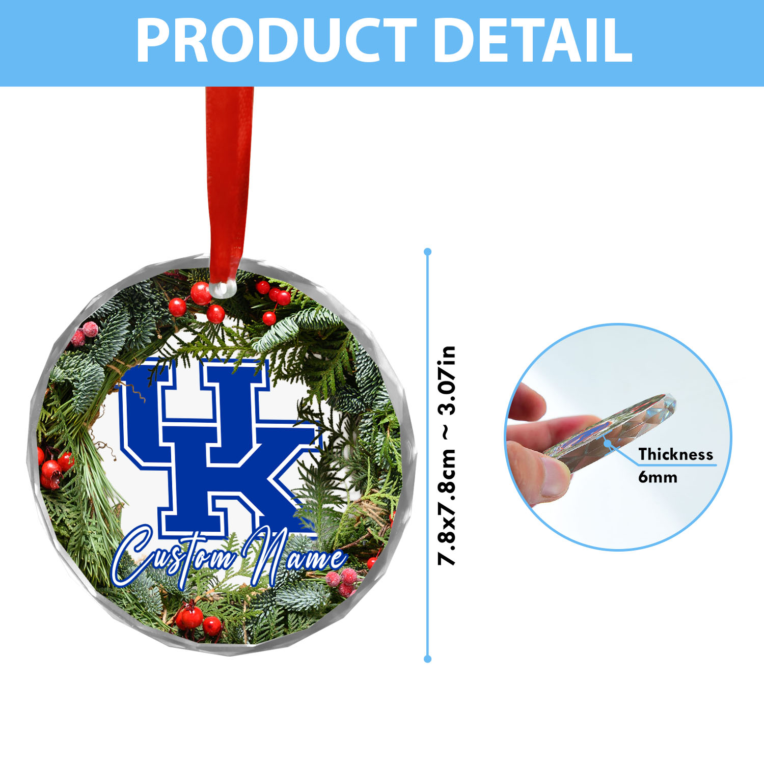 Sportswearmerch Kentucky Wildcats NCAA x Christmas Glass Ornament Gift For Fans