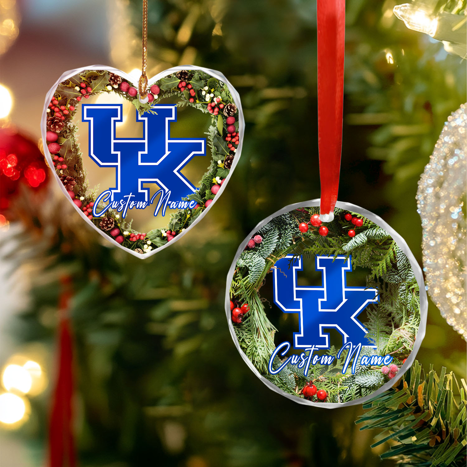 Sportswearmerch Kentucky Wildcats NCAA x Christmas Glass Ornament Gift For Fans