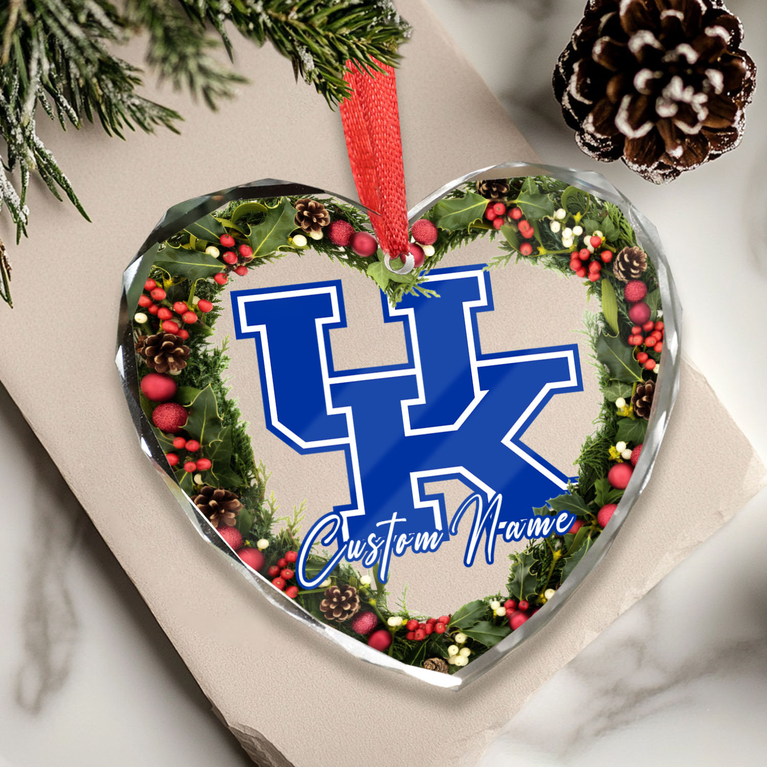 Sportswearmerch Kentucky Wildcats NCAA x Christmas Glass Ornament Gift For Fans