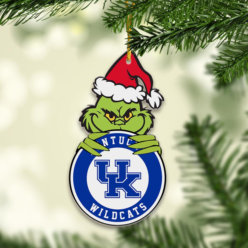 Sportswearmerch Kentucky Wildcats NCAA x Grinch Christmas Acrylic Ornament For Fans