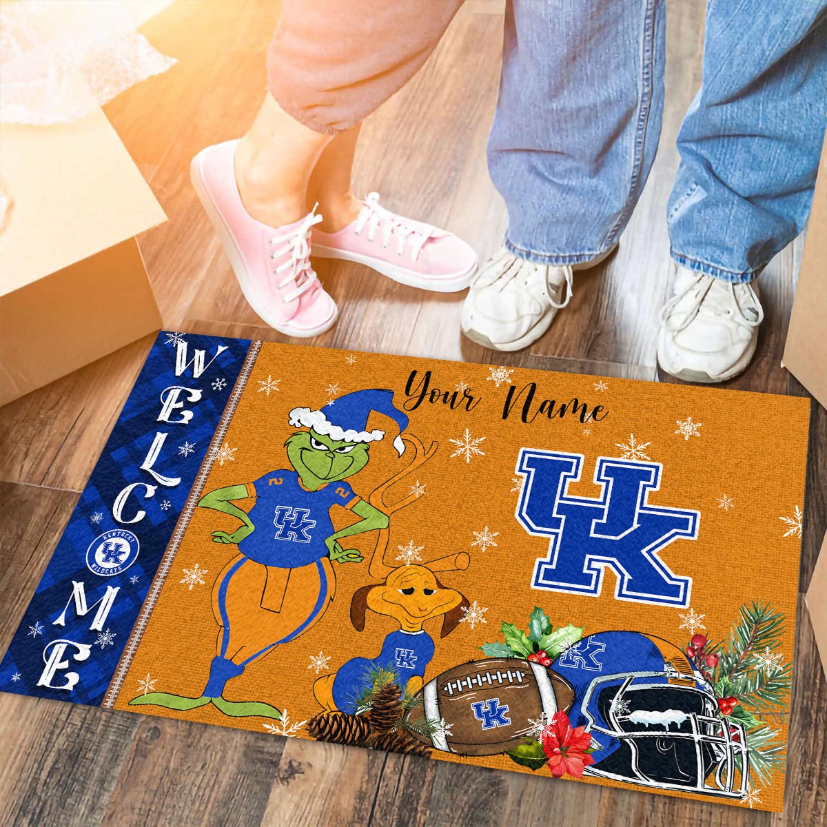 Sportswearmerch Kentucky Wildcats NCAA x Grinch Christmas Welcome Football Doormat For Fan