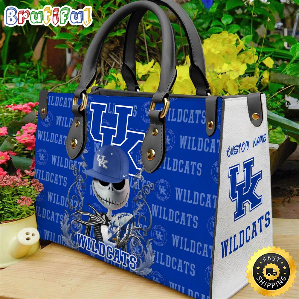 Sportswearmerch Kentucky Wildcats NCAA x Jack Skellington Women Leather Bag For Fan