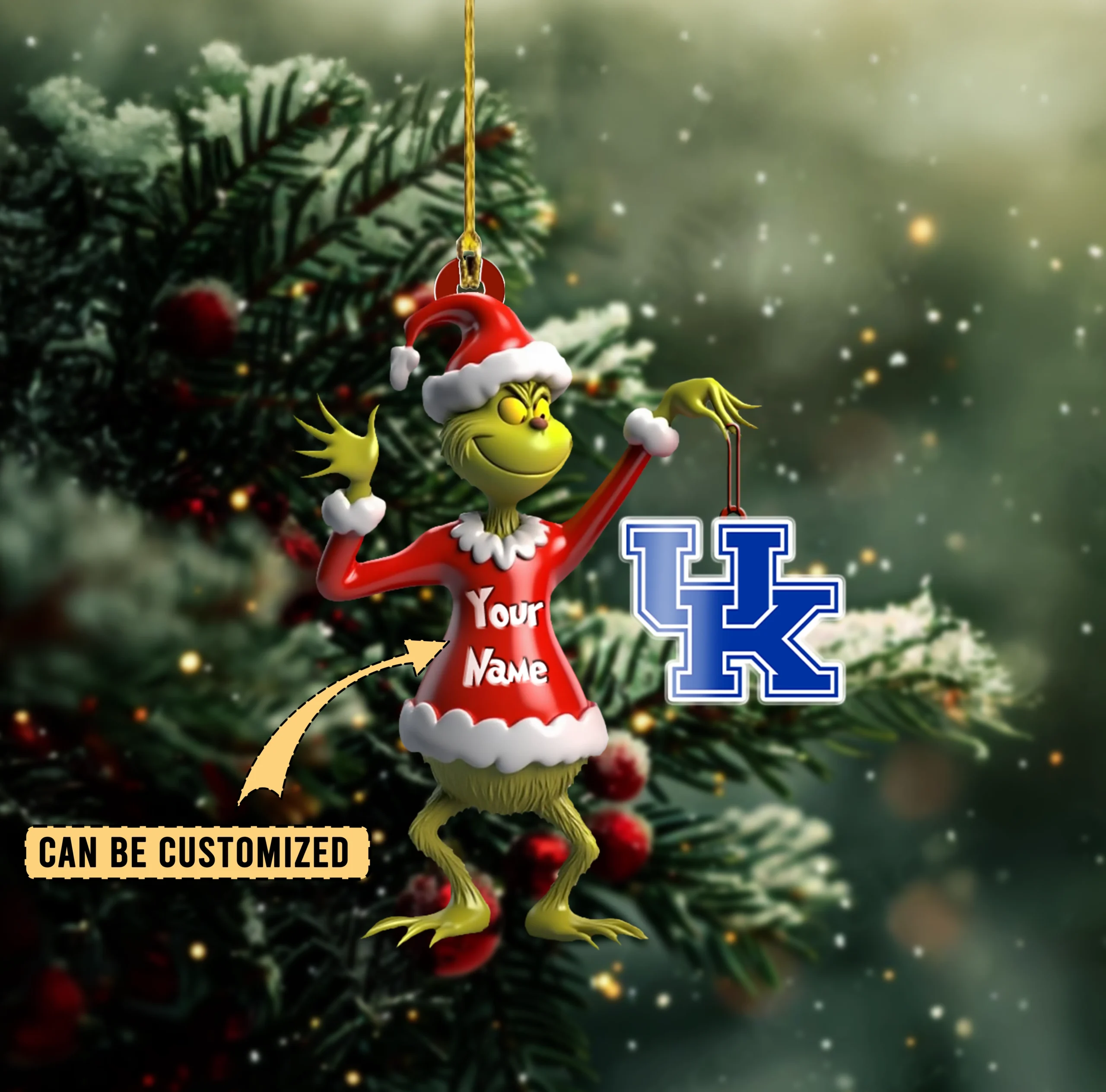 Sportswearmerch Kentucky Wildcats NCAA x The Grinch Acrylic Ornament Gift For Fans