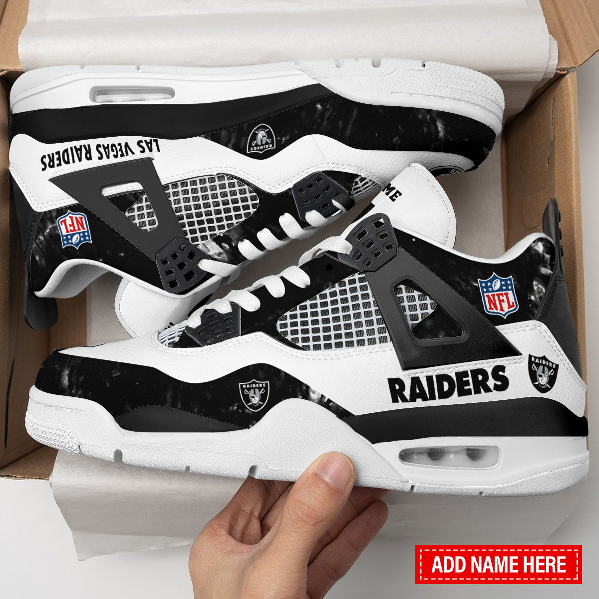 Sportswearmerch Las Vegas Raiders NFL  AJ4 Sneakers Shoes For Men And Women