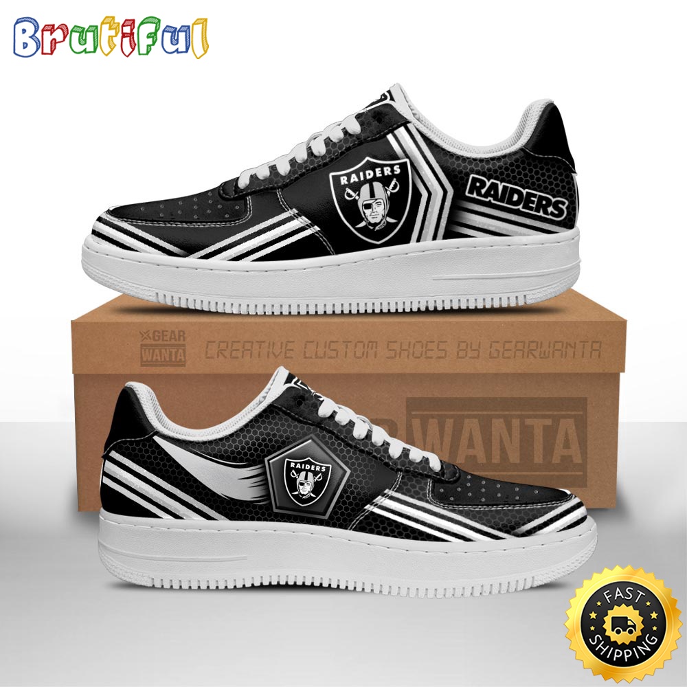 Sportswearmerch Las Vegas Raiders NFL Air Low-Top Sneakers Shoes For Men And Women