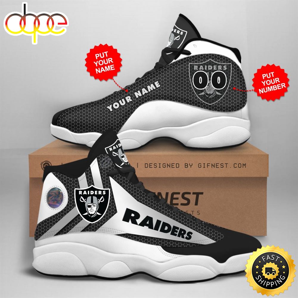 Sportswearmerch Las Vegas Raiders NFL AJ13 Sneakers Shoes For Men And Women