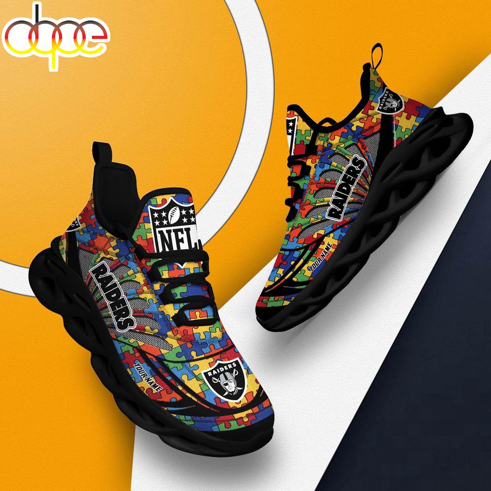 Sportswearmerch Las Vegas Raiders NFL Autism Clunky Max Soul Shoes Sneakers For Men And Women